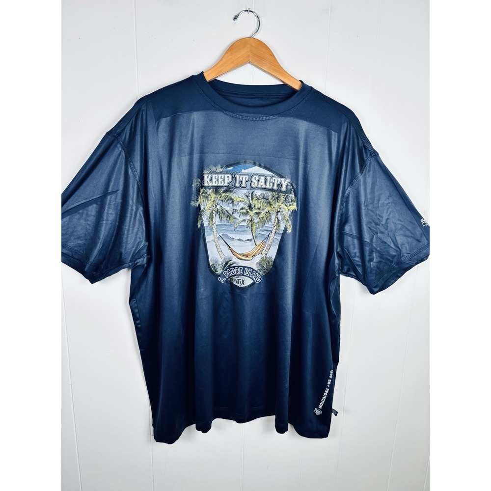 Banana Boat Mens 2XL Navy Blue UPF 50+ Performance T Shirt Keep it Salty Texas